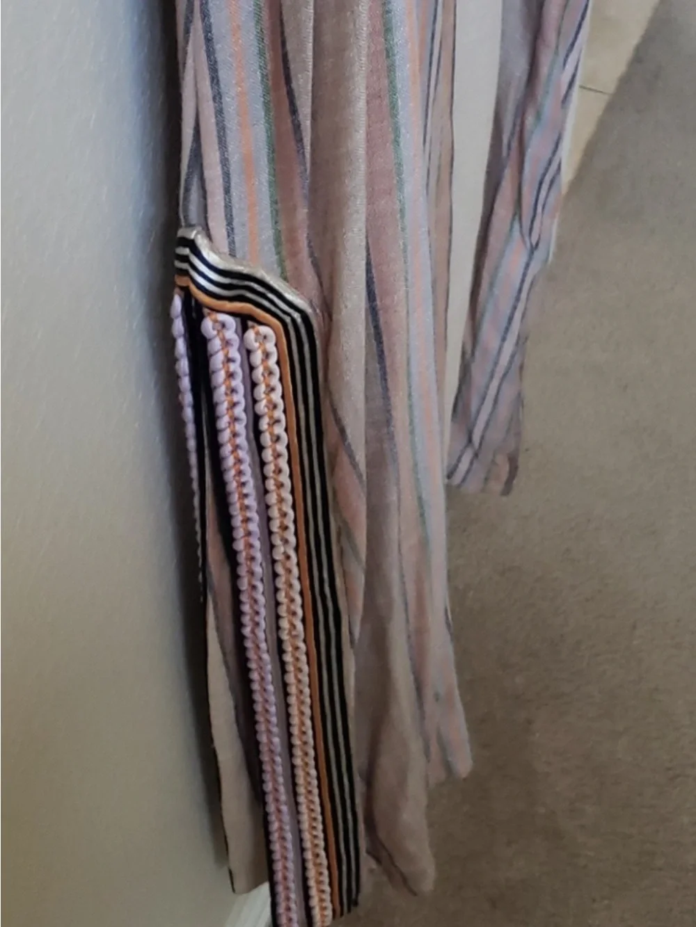 Tory Burch Striped Tassel Kaftan in Beige and Tan